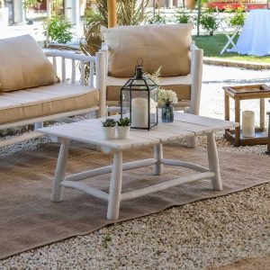 Table basse teck blanchi